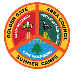 Patch showing Council's three summer camps, Royaneh, Wente and Wolfeboro